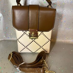 Elegant Brown and Cream Crossbody Bag